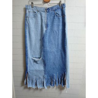 ザラ(ZARA)のZARA　リメイク風　デニムスカート(ロングスカート)