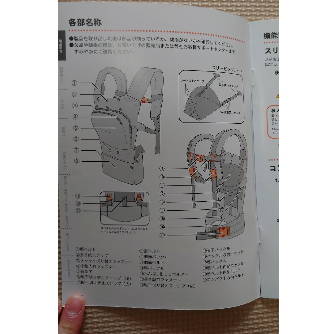 napnap(ナップナップ)のnapnap 抱っこひも 6way キッズ/ベビー/マタニティの外出/移動用品(抱っこひも/おんぶひも)の商品写真