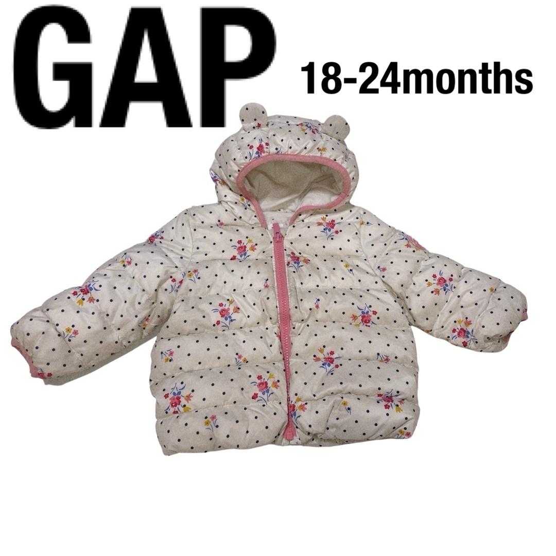 babyGAP(ベビーギャップ)のbabyGAP 18〜24months 花柄　ダウン　くま耳 キッズ/ベビー/マタニティのキッズ服女の子用(90cm~)(ジャケット/上着)の商品写真