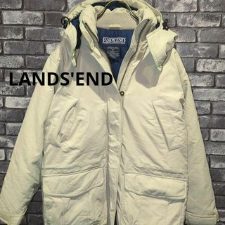 ランズエンド(LANDS’END)のLANDS'END ダウンジャケット ベージュ　グレー　中綿　ネイビー　古着(ダウンジャケット)