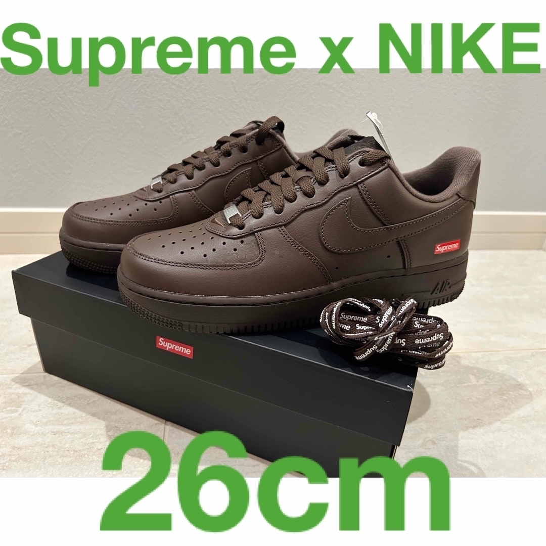 新色26cm 【Supreme ✖️NIKE 】エアフォース1  ブラウン 茶色ノースフェイス