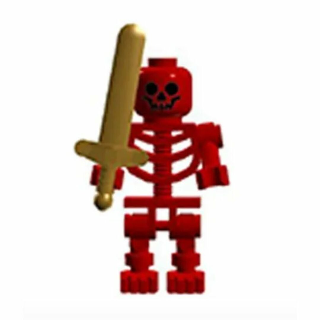 スケルトンミニフィグ　赤青　LEGO互換　レゴ武器　インテリア　ガイコツ　ホラー エンタメ/ホビーのフィギュア(SF/ファンタジー/ホラー)の商品写真