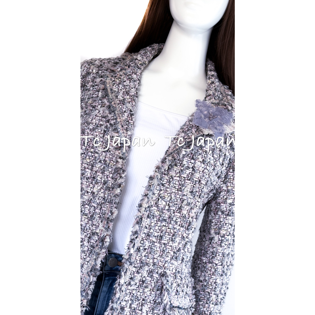 CHANEL(シャネル)のシャネル ジャケット CHANEL 大人気 貴重な ルサージュ グレー ラベンダー ピンク 美人見え ツイード 42 美品 レディースのジャケット/アウター(テーラードジャケット)の商品写真