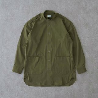 【カーキグリーン】CORDURAリップストップ リラックスバンドカラーシャツ<カーキグリーン>(シャツ/ブラウス(長袖/七分))