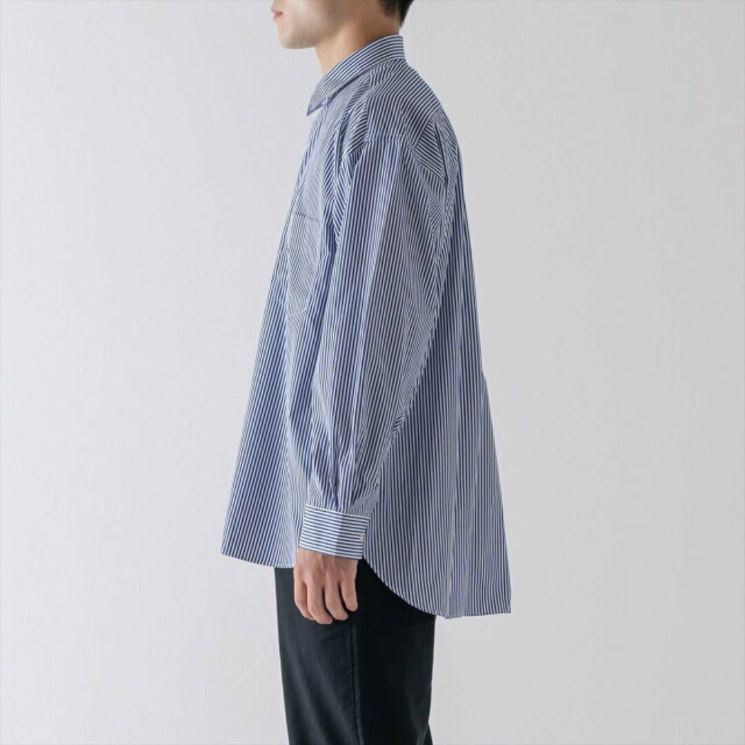 【ブルーストライプ】リラックスバックプリーツシャツ<ブルーストライプ> レディースのトップス(シャツ/ブラウス(長袖/七分))の商品写真
