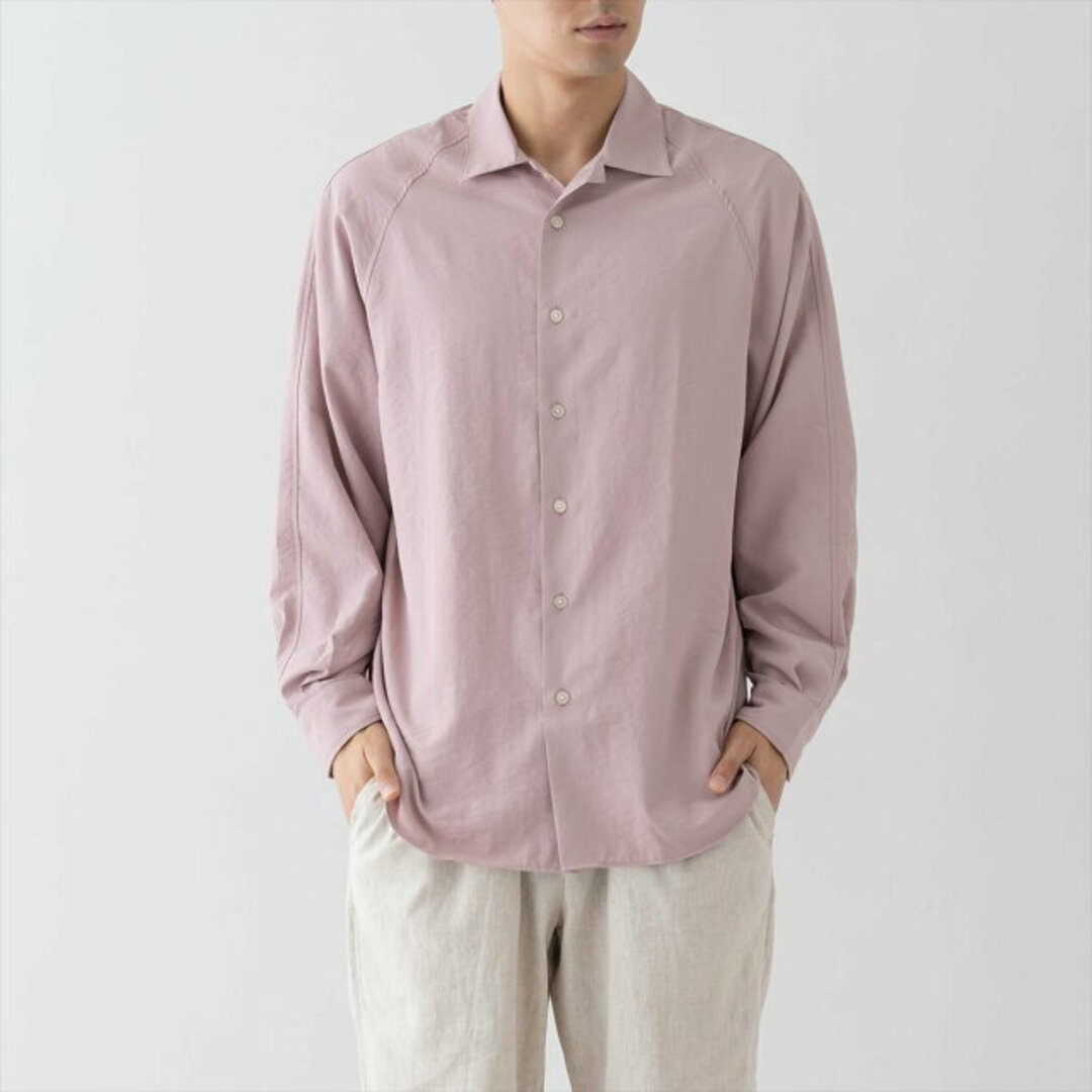 【アッシュピンク】リラックスラグランスリーブシャツ<アッシュピンク> レディースのトップス(シャツ/ブラウス(長袖/七分))の商品写真
