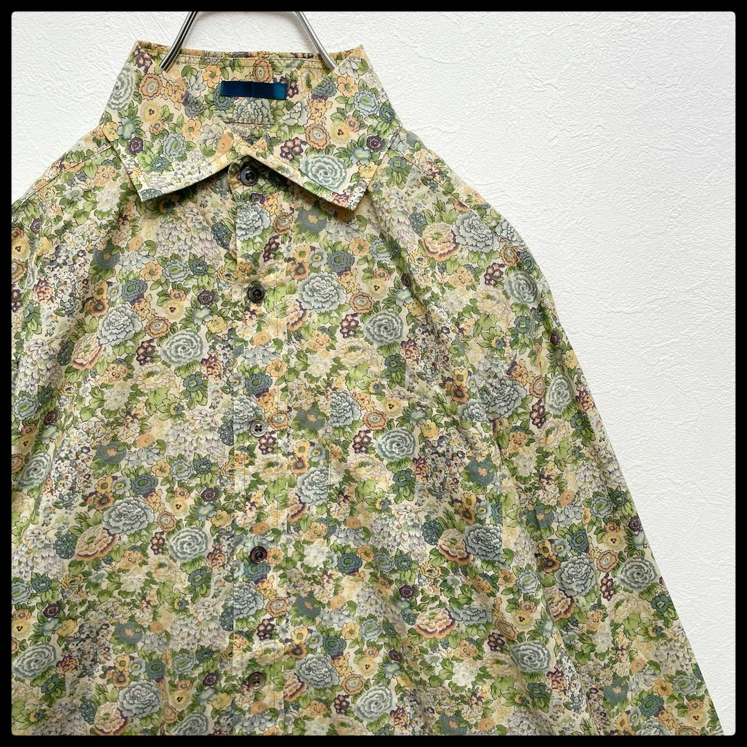 Paul Smith(ポールスミス)の希少デザイン　ポールスミス　リバティ　花柄　総柄　長袖シャツ　グリーン系　M メンズのトップス(シャツ)の商品写真