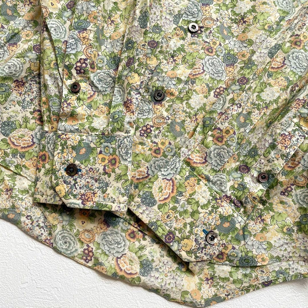 Paul Smith(ポールスミス)の希少デザイン　ポールスミス　リバティ　花柄　総柄　長袖シャツ　グリーン系　M メンズのトップス(シャツ)の商品写真