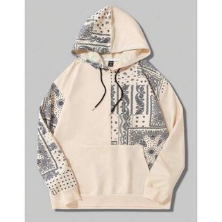 ☆早い者勝ち☆ROMWE ペイズリー柄 Men's パーカー XXL  カーキ(パーカー)