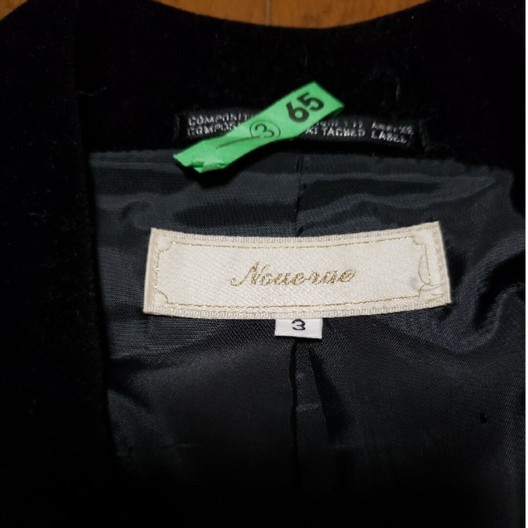 noue-rue(ヌール)のフランドル　ベロア素材　黒　ジャケット レディースのジャケット/アウター(テーラードジャケット)の商品写真