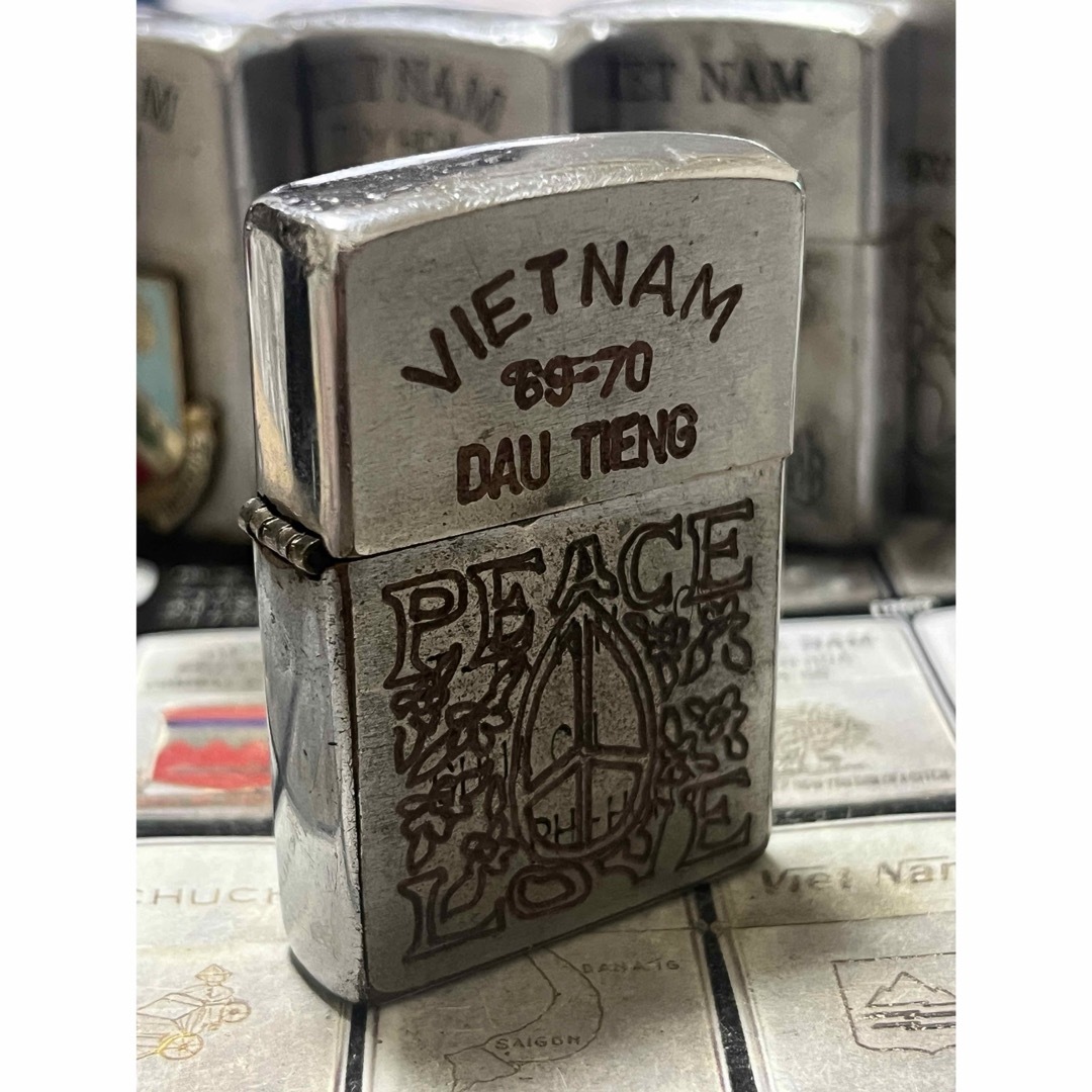 【ベトナムZIPPO】本物 1969年製ベトナムジッポー「ラブ＆ピース」タバコグッズ
