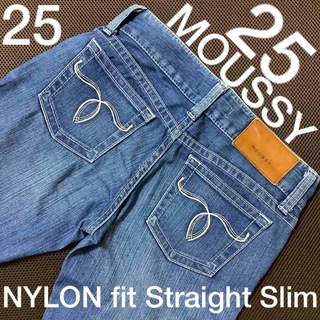 マウジー(moussy)の【美品】 MOUSSY NYLON fit Straight Slim 25(デニム/ジーンズ)