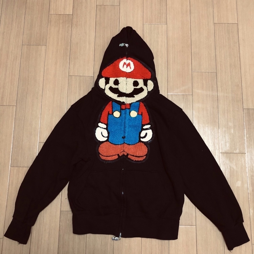 A BATHING APE(アベイシングエイプ)の【レア】 BATHING APE BABY MILO パーカー マリオ　ブラック レディースのトップス(パーカー)の商品写真