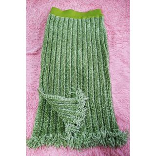 パメオポーズ(PAMEO POSE)のPAMEO POSE MALL KNIT SKIRT GREEN(ひざ丈スカート)