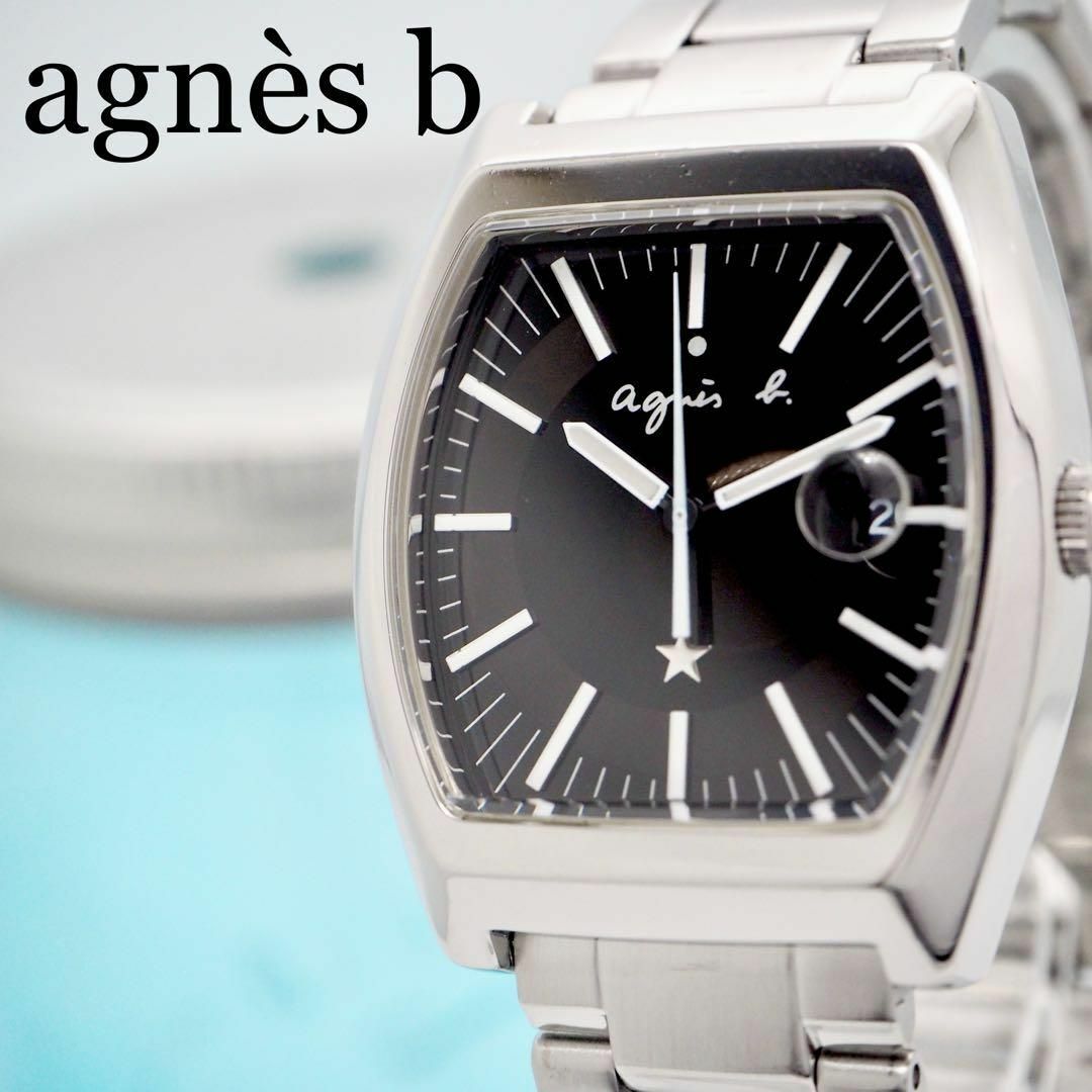 643【美品】アニエスベー時計　メンズ腕時計　レディース腕時計　トノー　ブラックメンズ