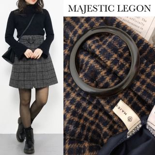 マジェスティックレゴン(MAJESTIC LEGON)のマジェスティックレゴン ビッグ バックル Aライン チェック柄　スカート(ミニスカート)