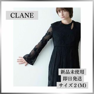 【新品未使用】CLANE バージュフラワージャガードワンピース ブラック M