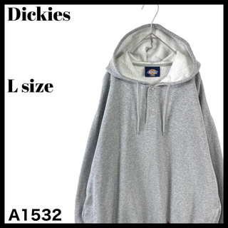 ディッキーズ(Dickies)のUSA古着 ディッキーズ ハーフボタン スウェットパーカー グレー 裏起毛 L(パーカー)