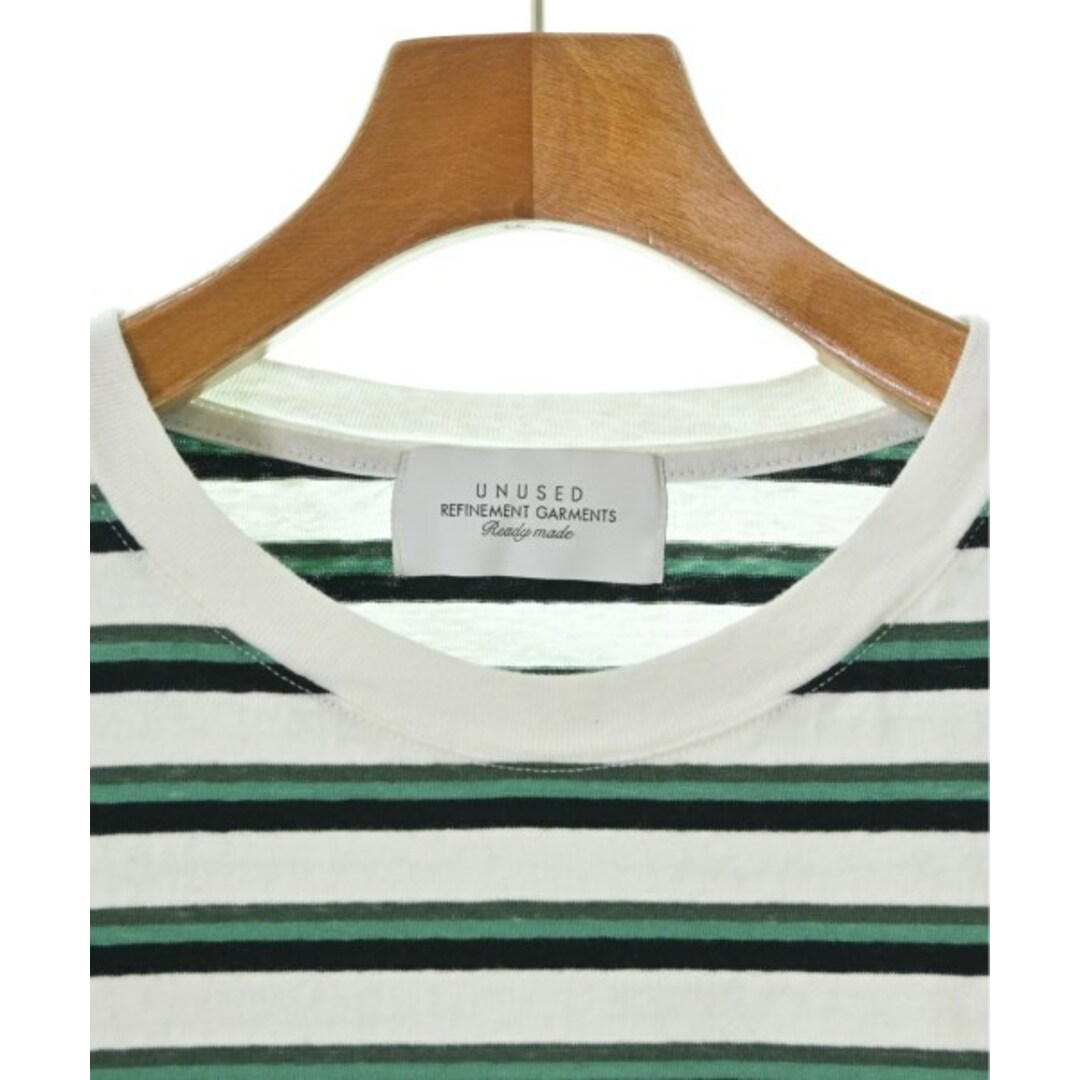 UNUSED - UNUSED Tシャツ・カットソー 4(XL位) 白x緑x黒(ボーダー ...