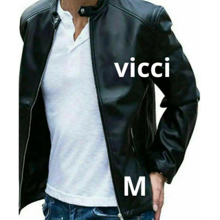 ビッチ(VICCI)のVICCIライダースジャケット　皮革ジャン　ブラック　M(ライダースジャケット)