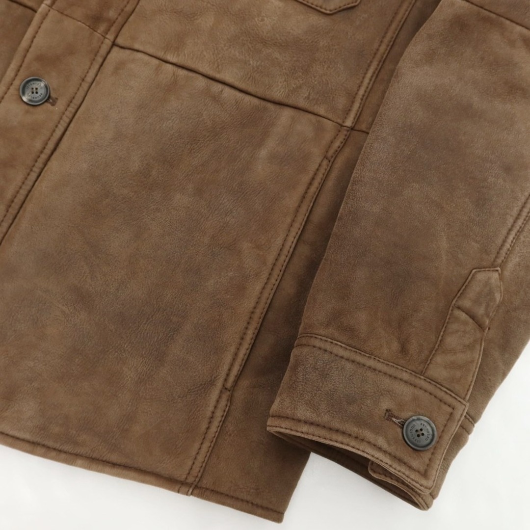 BRUNELLO CUCINELLI(ブルネロクチネリ)の【中古】ブルネロクチネリ Brunello Cucinelli ムートン レザージャケット ブルゾン ブラウン【サイズＳ】【メンズ】 メンズのジャケット/アウター(レザージャケット)の商品写真