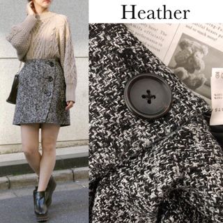 ヘザー(heather)のヘザー ツイード レトロ ボタン スカート スカパン　ミックス(ミニスカート)