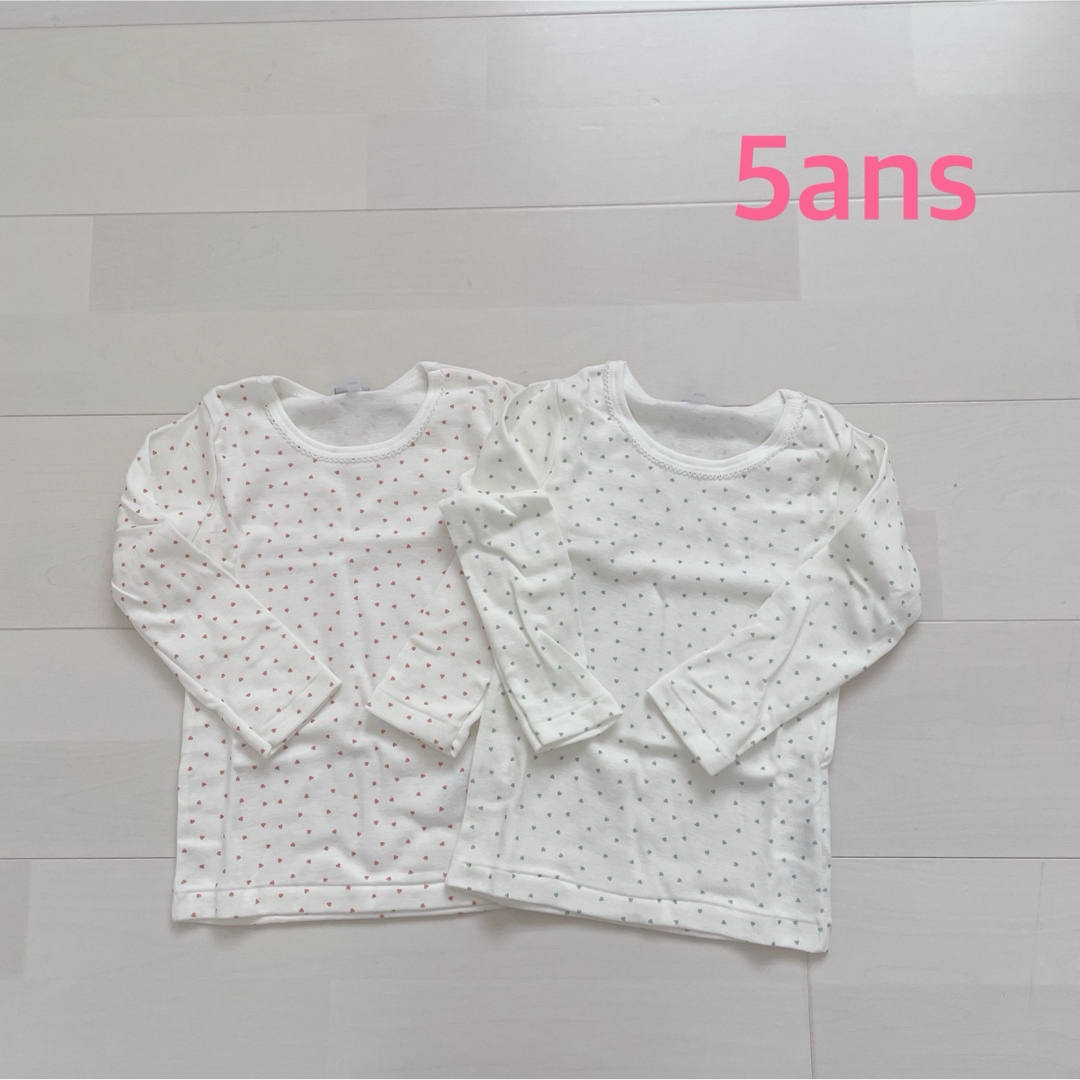 PETIT BATEAU(プチバトー)のプチバトー　長袖Tシャツ2枚組　5ans  キッズ/ベビー/マタニティのキッズ服女の子用(90cm~)(下着)の商品写真