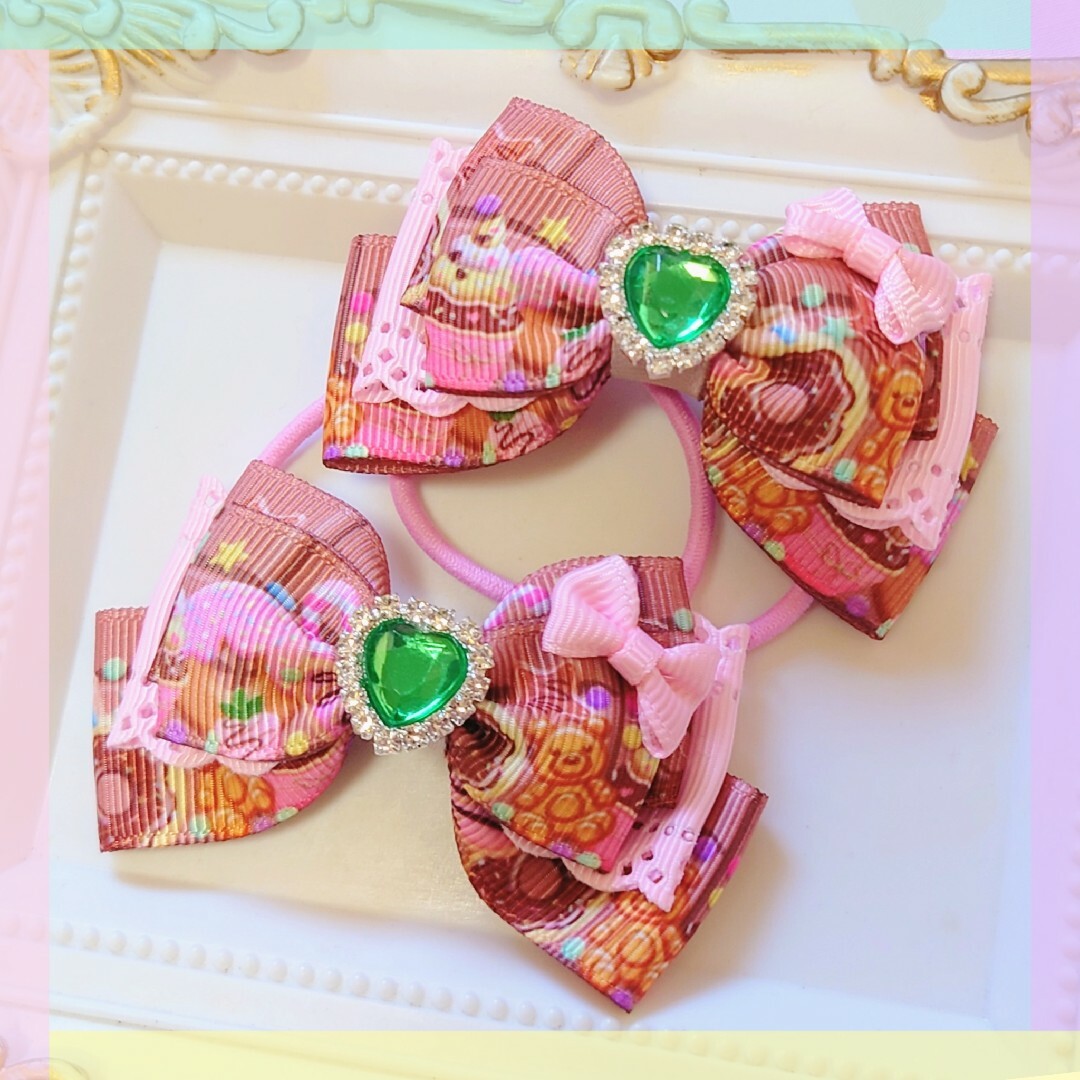 【1280】チョコスイーツのツインリボンヘアゴム【2個セット】 | フリマアプリ ラクマ