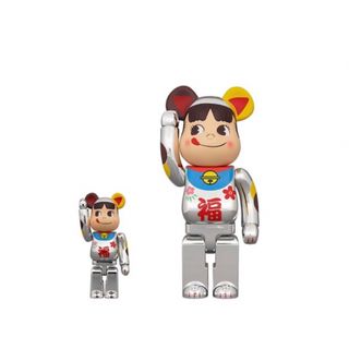 ベアブリック(BE@RBRICK)のBE@RBRICK 招き猫 ペコちゃん 福 銀メッキ 100% & 400%(その他)