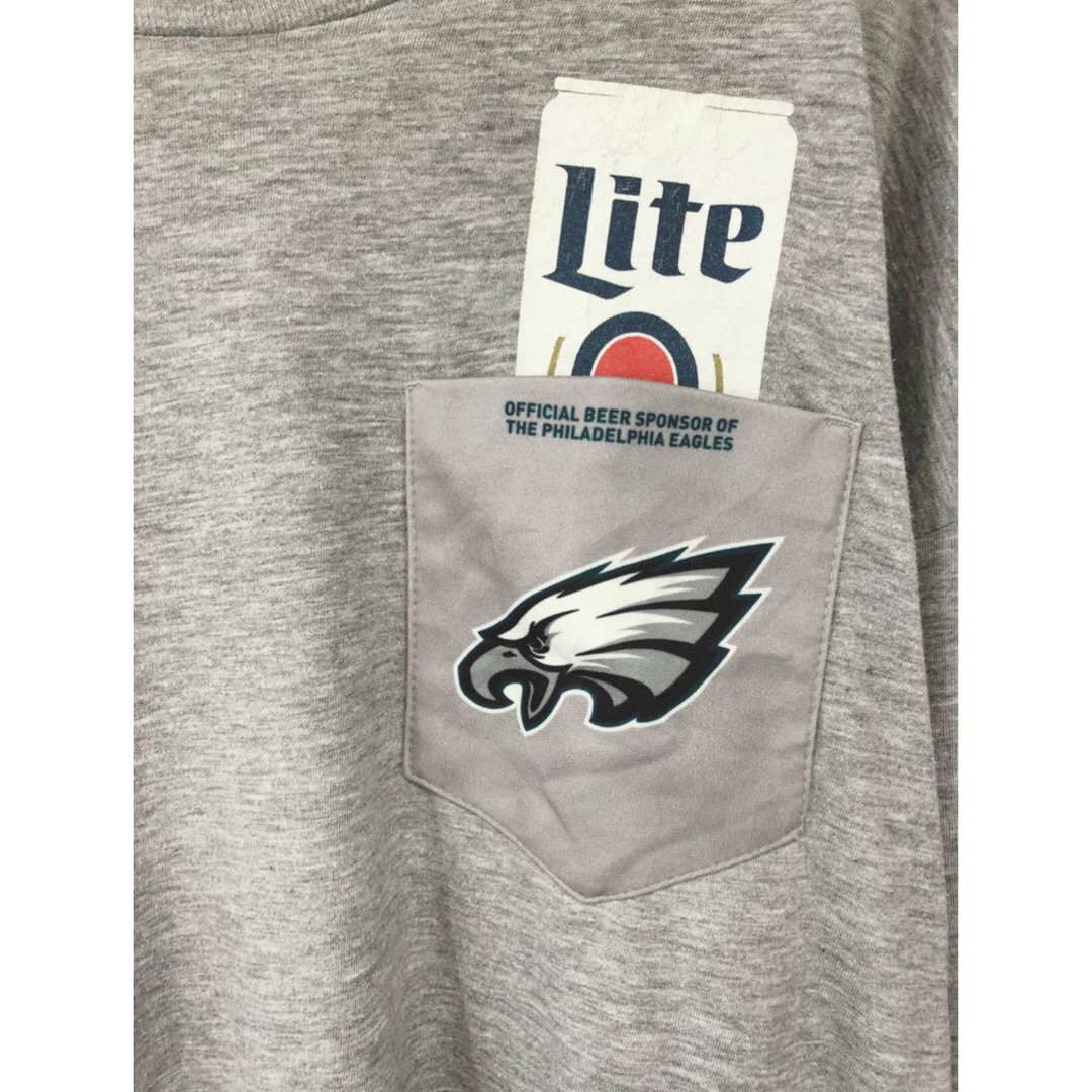 DELTA(デルタ)のNFL　イーグルス✕ミラービール　長袖Ｔシャツ　XL　グレー　USA古着 メンズのトップス(Tシャツ/カットソー(七分/長袖))の商品写真