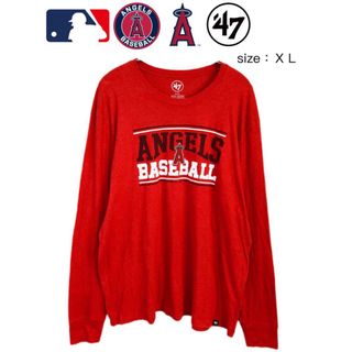 フォーティセブン(47 Brand)のMLB　ロサンゼルス・エンゼルス　長袖Tシャツ　XL　赤　USA古着(Tシャツ/カットソー(七分/長袖))