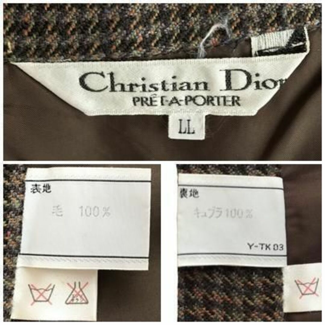 Christian Dior(クリスチャンディオール)のクリスチャンディオール ビンテージ スカート ボックスプリーツ ネップツイード レディースのスカート(ひざ丈スカート)の商品写真