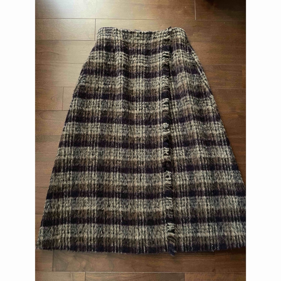 Hug O War(ハグオーワー)のCloth&Cross   Shaggy check fringe skirt  レディースのスカート(ロングスカート)の商品写真