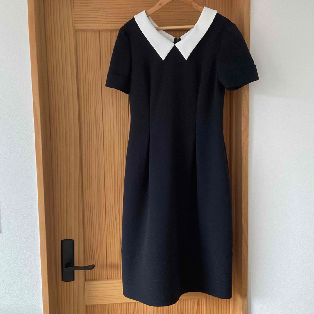 René - 美品 ルネ ベーシック ネイビー 白襟付き ワンピース 34 S