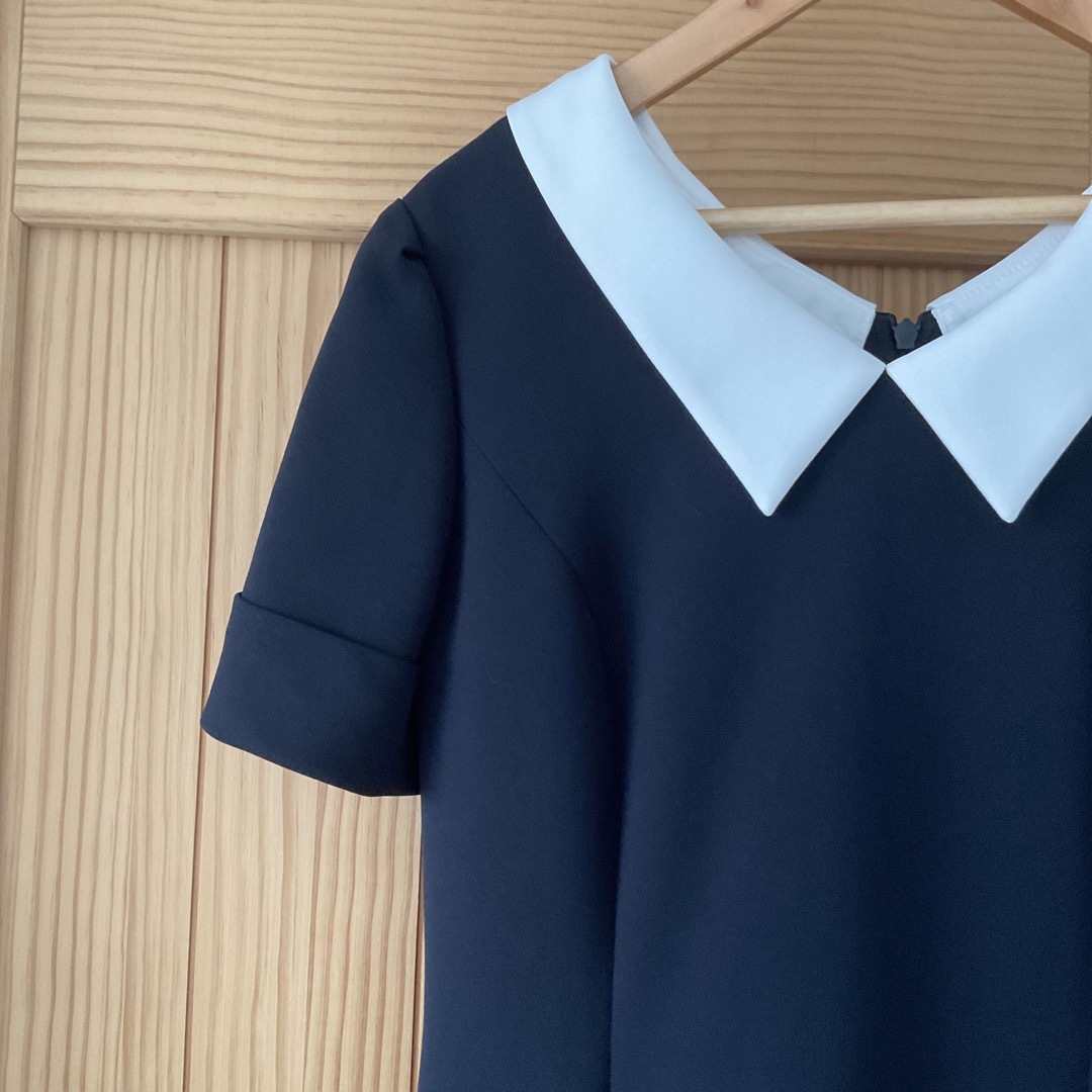 René - 美品 ルネ ベーシック ネイビー 白襟付き ワンピース 34 S