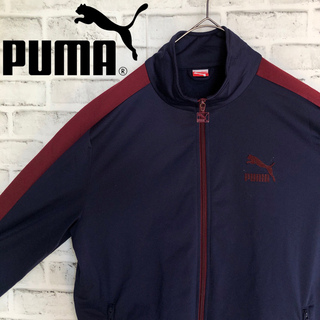 プーマ(PUMA)のXL⭐️PUMA トラックジャケット プーマロゴ ワインレッド×ネイビー(ジャージ)