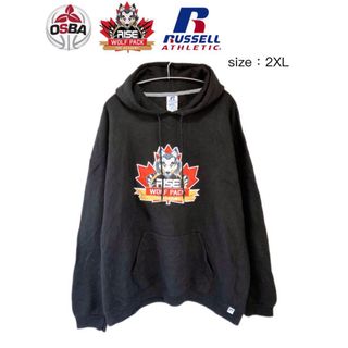 ラッセルアスレティック(Russell Athletic)のOSBA　WOLF PACK　パーカー　黒　2XL　USA古着(パーカー)