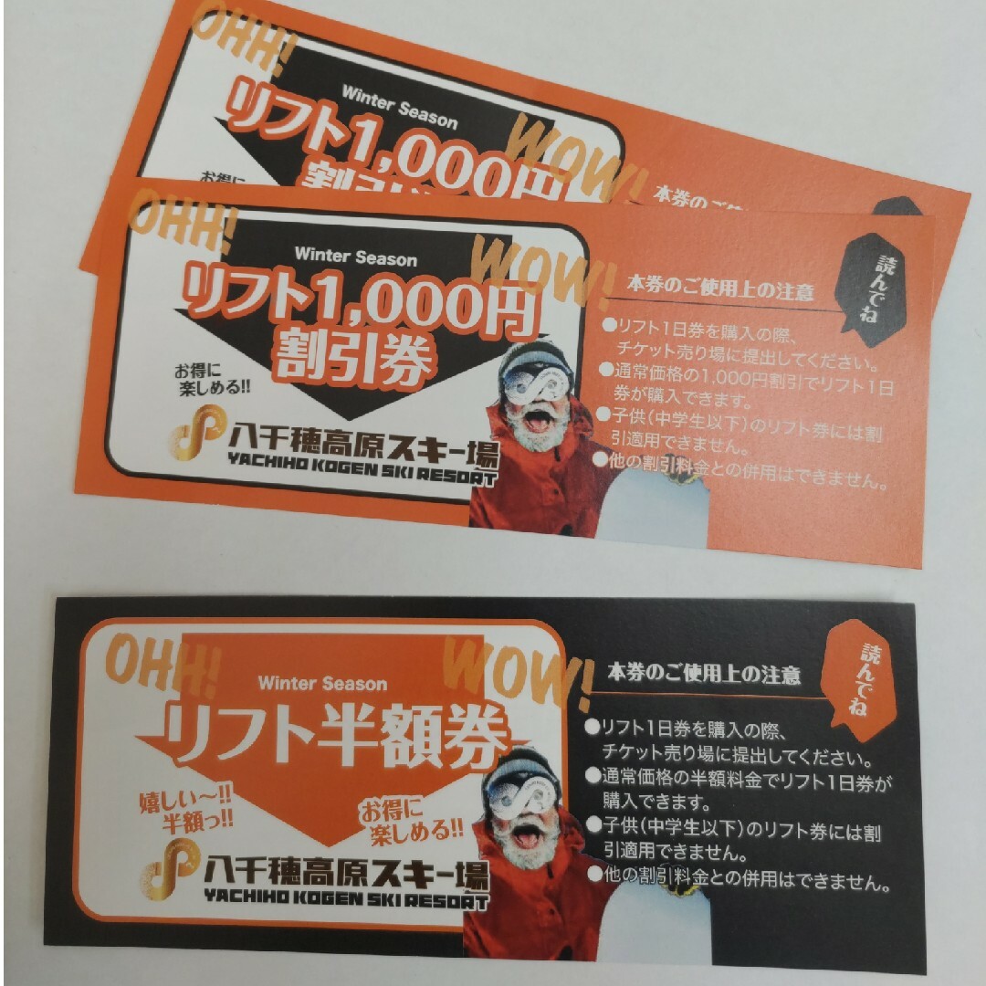 八千穂高原スキー場 リフト半額券と1,000円割引券 - スキー場
