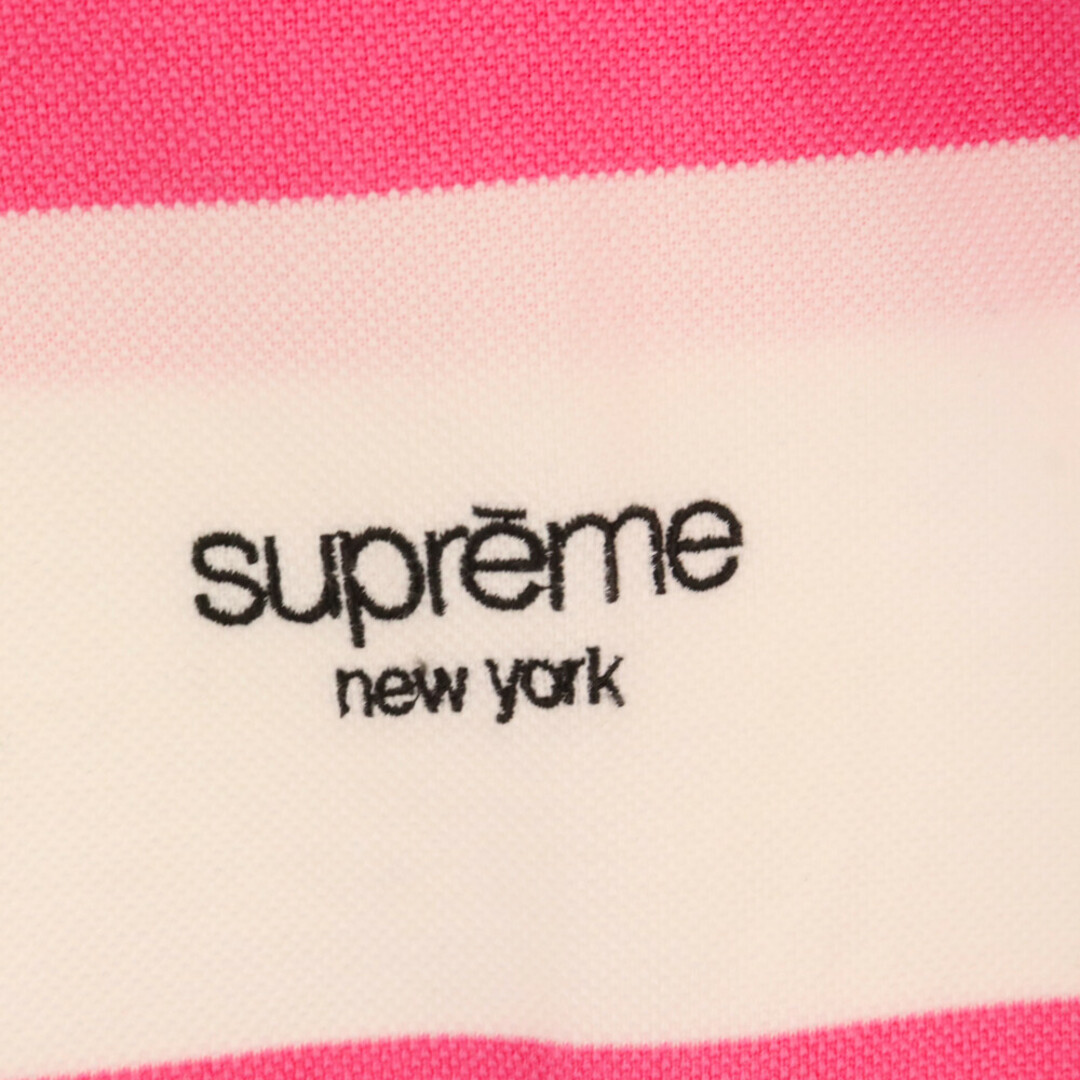 Supreme(シュプリーム)のSUPREME シュプリーム 16SS Striped Pique Logo Crewneck ストライプピケ クラシックロゴ クルーネック長袖トレーナー ピンク/ホワイト メンズのトップス(スウェット)の商品写真