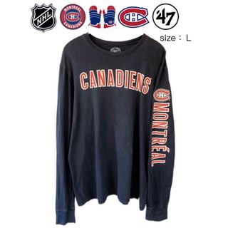 フォーティセブン(47 Brand)のNHL　モントリオール・カナディアンズ　長袖Ｔシャツ　Ｌ　ネイビー　USA古着(Tシャツ/カットソー(七分/長袖))