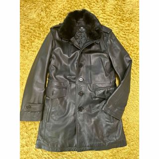 バーバリーブラックレーベル(BURBERRY BLACK LABEL)の大幅値下げ‼️【バーバリーブラックレーベル】ラムレザートレンチコート黒　M 美品(レザージャケット)