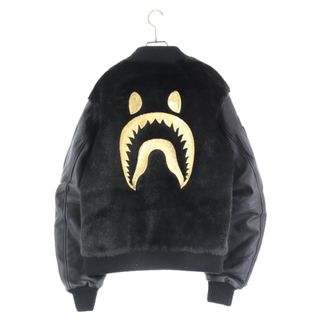 アベイシングエイプ(A BATHING APE)のA BATHING APE アベイシングエイプ FAUX FUR Shark MA-1 フェイクファー シャーク フライトジャケット ブラック 001HJE201003X(フライトジャケット)