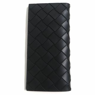 ボッテガヴェネタ(Bottega Veneta)の未使用品▼BOTTEGA VENETA ボッテガヴェネタ 676592 イントレチャート ラバー×レザー スリムロングウォレット/2つ折り長財布 黒 伊製 袋付(折り財布)