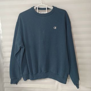 チャンピオン(Champion)の80♪US古着チャンピオン刺繍ワンポイントブルーUS-L(日本サイズL-XL)(スウェット)