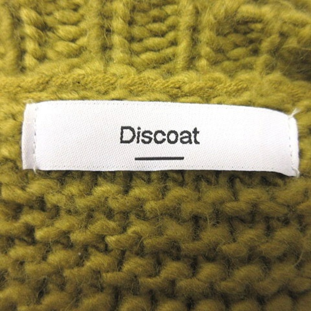 Discoat(ディスコート)のディスコート カーディガン ニット ケーブル 長袖 F 黄緑 ■MO レディースのトップス(カーディガン)の商品写真