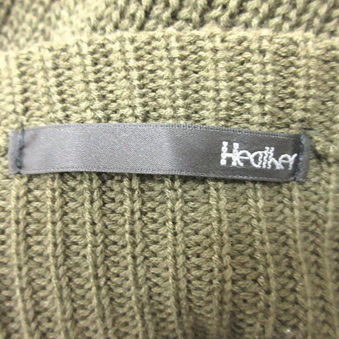 heather(ヘザー)のヘザー ニット セーター 切替 レイヤード 長袖 F カーキ 白 ■MO レディースのトップス(ニット/セーター)の商品写真