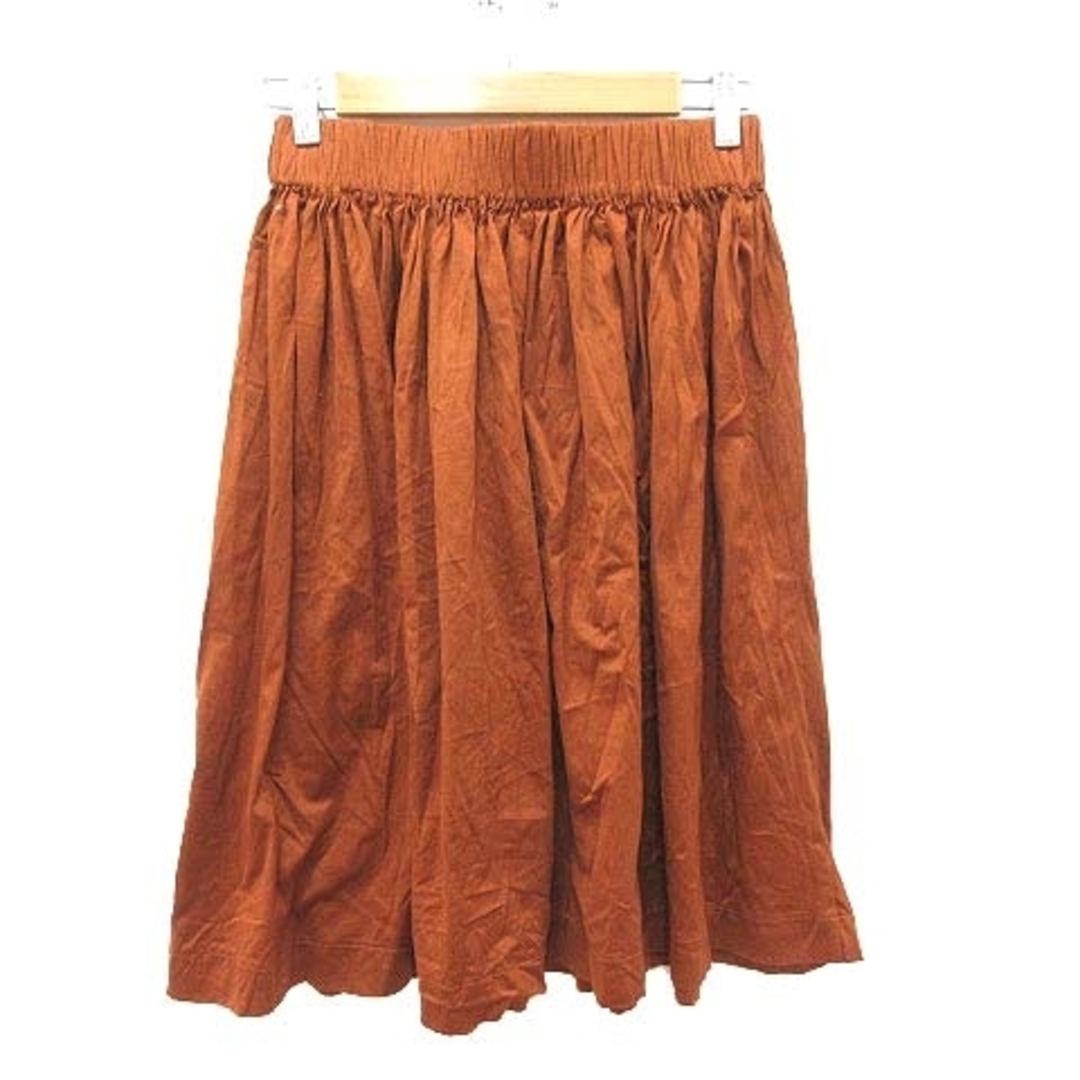 MACPHEE(マカフィー)のマカフィー トゥモローランド ギャザーカート ひざ丈 36 茶 ■MO レディースのスカート(ひざ丈スカート)の商品写真
