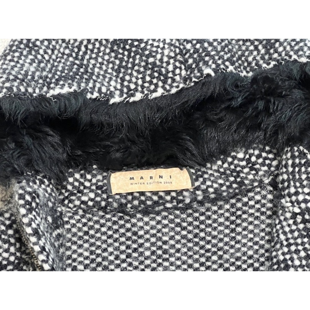 Marni(マルニ)のMARNI マルニ ツイード調 ニット ファー付き フーデッドコート size 40 ブラック レディース 正規品 レディースのジャケット/アウター(ニットコート)の商品写真