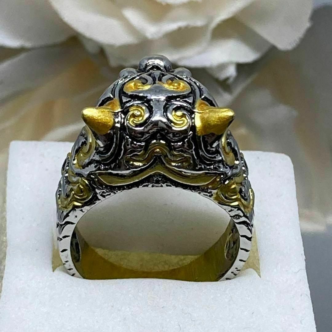 シルバー リング シーサー 獅子 虎 ゴールド 指輪 おしゃれ 沖縄 28号 メンズのアクセサリー(リング(指輪))の商品写真
