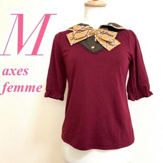 アクシーズファム(axes femme)のaxes femme　アクシーズファム　半袖カットソー　リボン　レース(カットソー(半袖/袖なし))